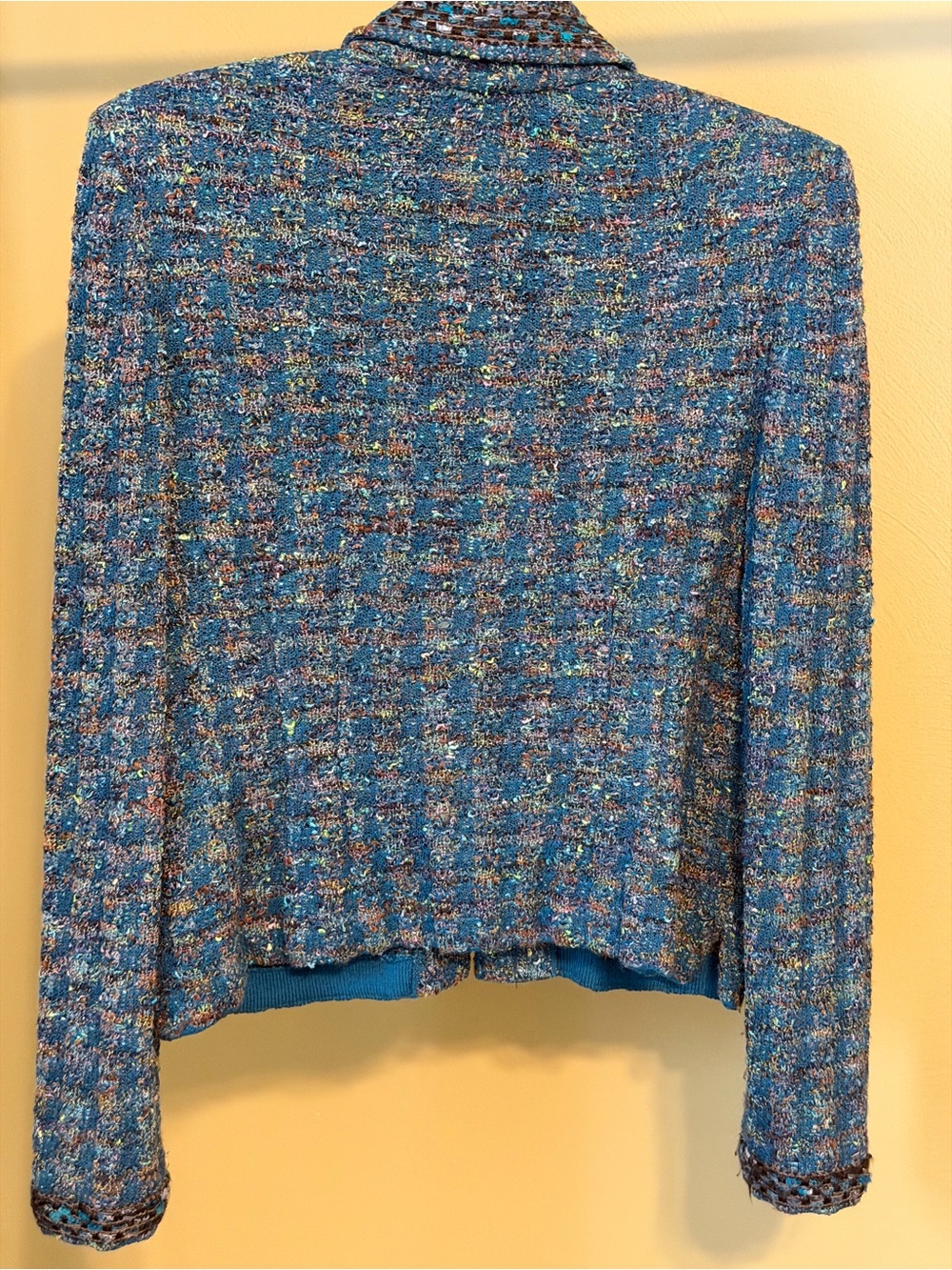 St. John Teal-Blue Tweed Zip Jacket - Picture 2 of 6